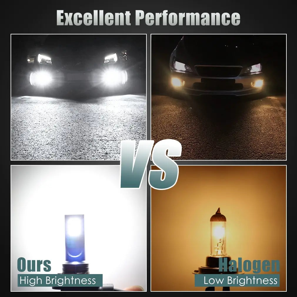 2PCS Car LED Headlight H8 Bulb Super Bright Car Driving Light Far and near Light Integrated Car Light Modified 12V 6000K White