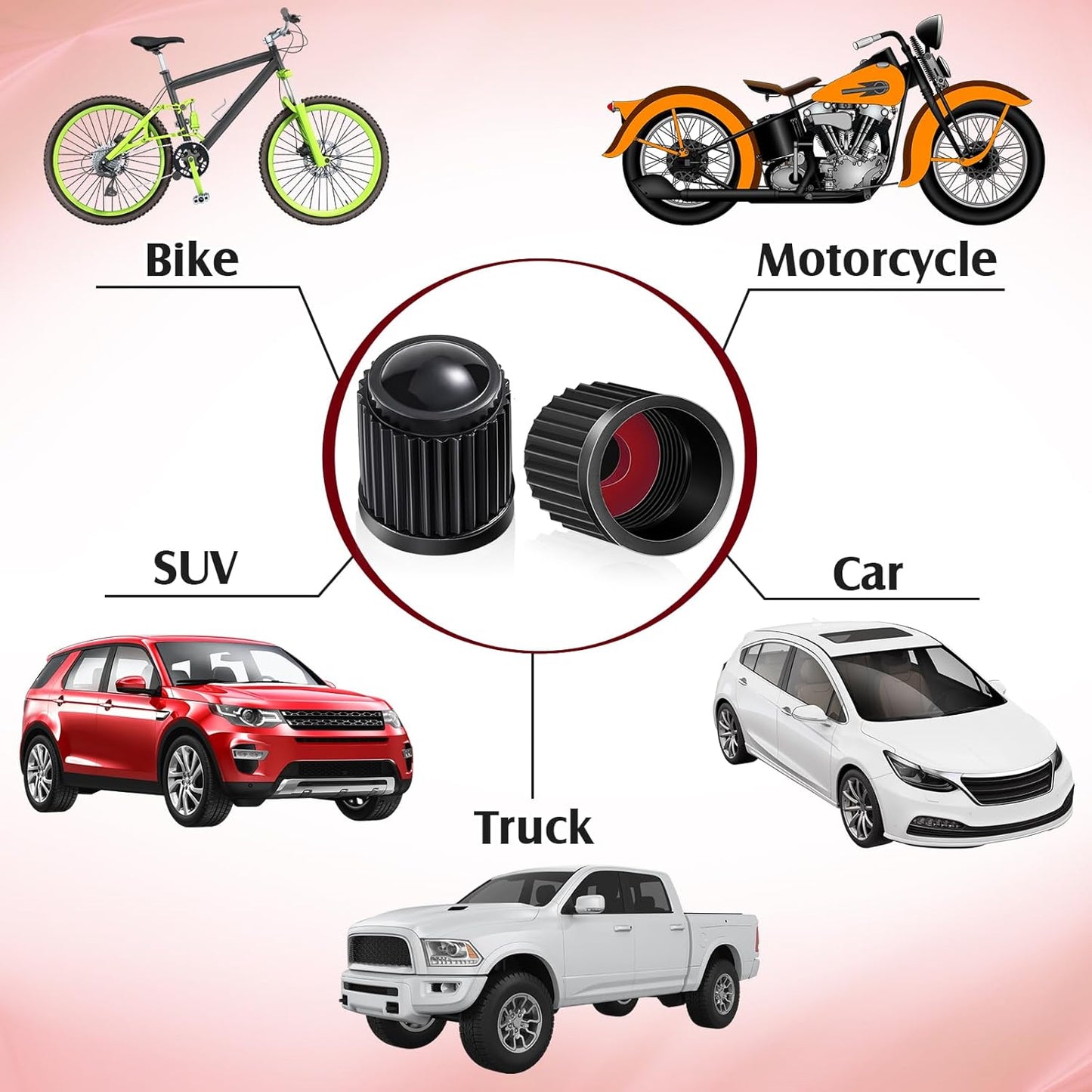 20 Pcs Tire Valve Stem Caps Car Tire Caps Plastic Universal Valve Stem Covers for Bike Bicycle Cars SUV Trucks Motorcycles (Black)