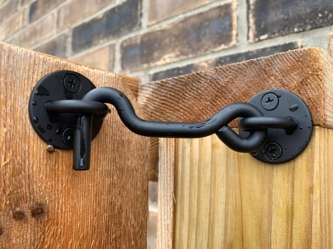 4” Privacy Hook and Eye Gate Door Latch Easy Lock for Sliding Barn Doors, Black
