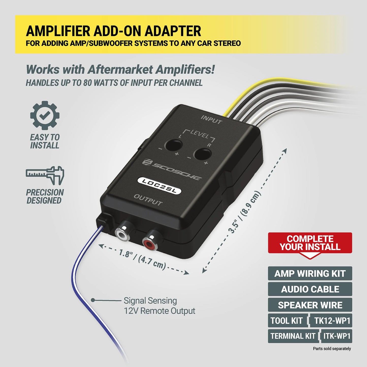 LOC2SL-WM1SD Line Output Converter W/ Remote Control Knob RCA Converter Quality Sound Car Audio
