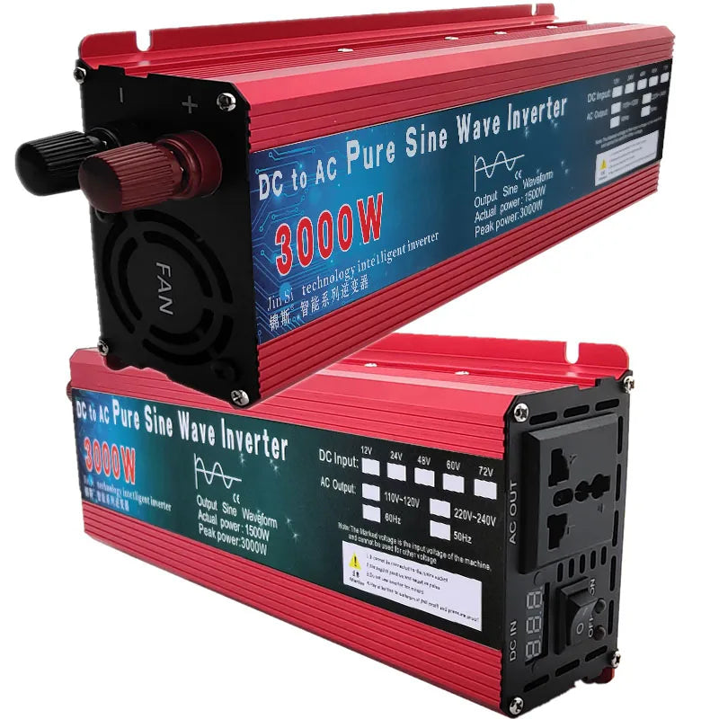 Pure Sine Wave Inverter DC 12V/24V to AC 110V/220V 1000W 1600W 2000W 3000W Portable Power Bank Converter Solar Inverter