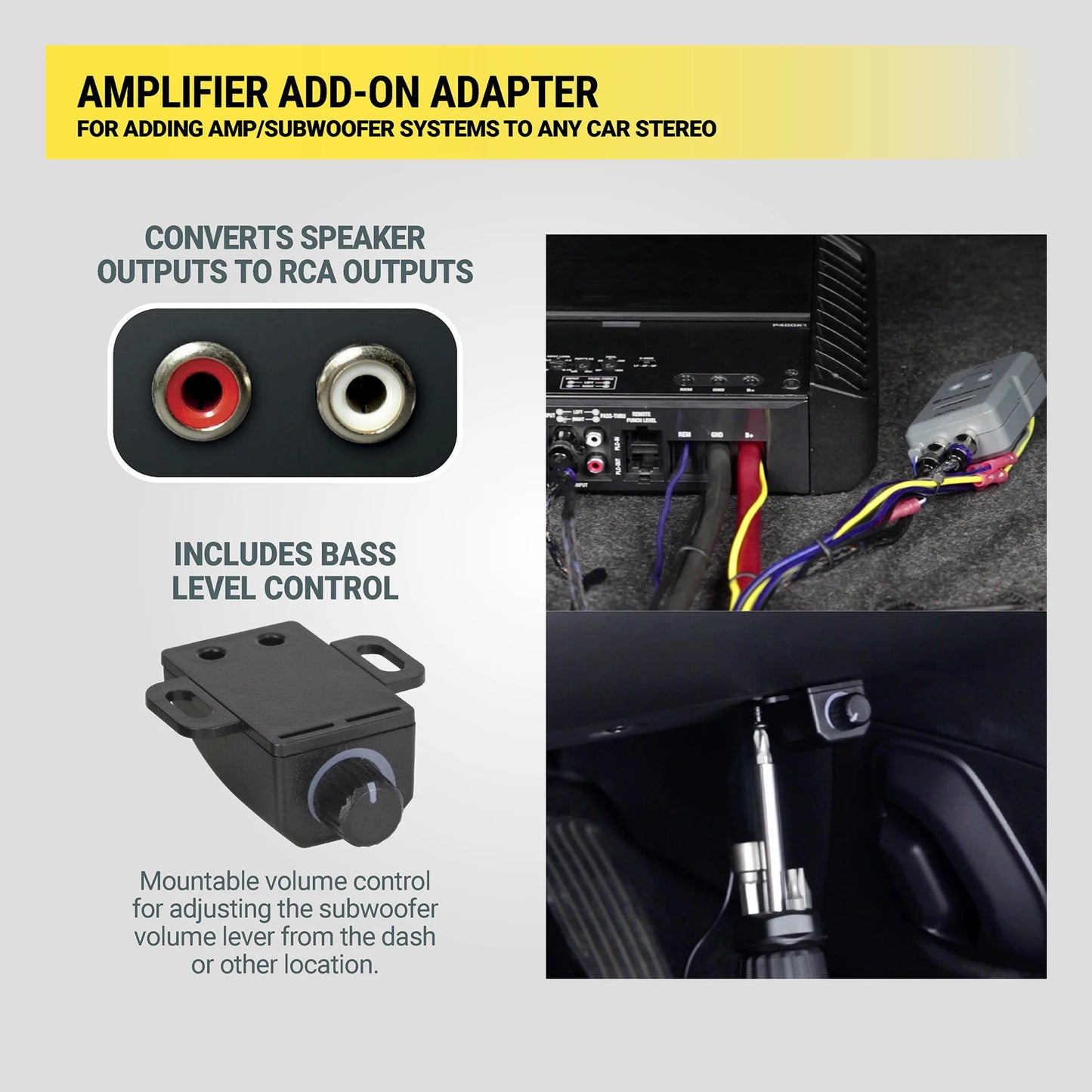 LOC2SL-WM1SD Line Output Converter W/ Remote Control Knob RCA Converter Quality Sound Car Audio