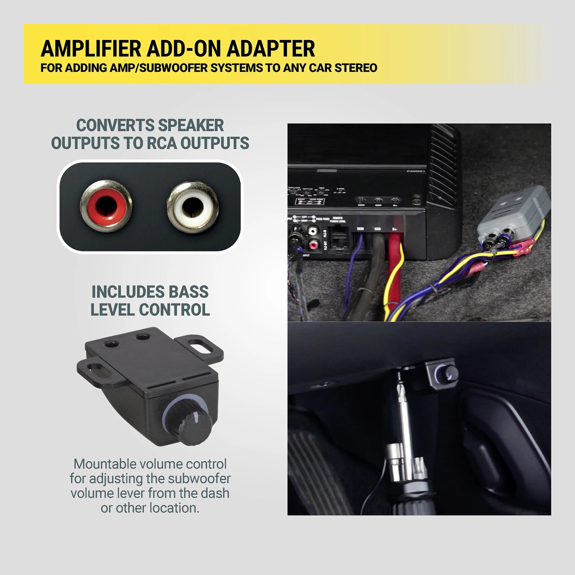 LOC2SL-WM1SD Line Output Converter W/ Remote Control Knob RCA Converter Quality Sound Car Audio