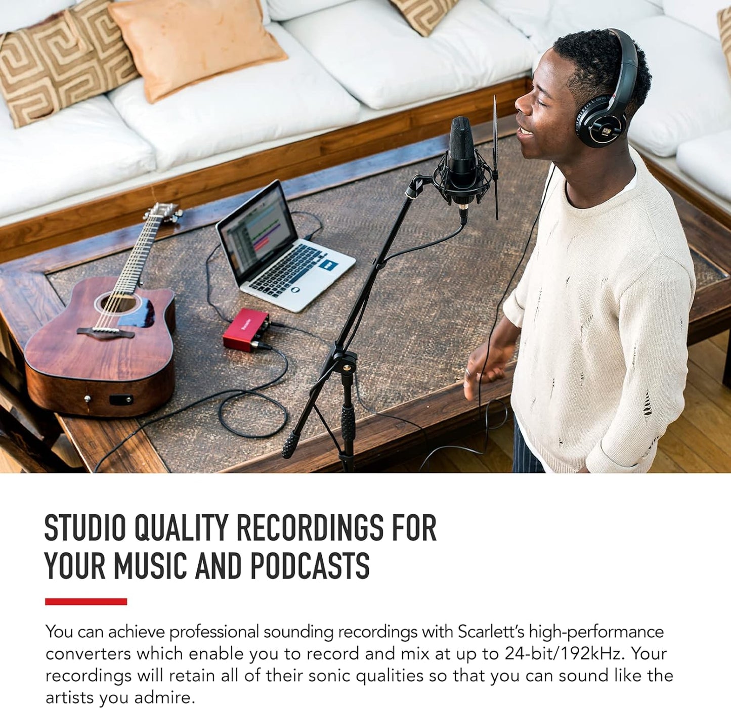 Scarlett Solo 3Rd Gen USB Audio Interface for Guitarists, Vocalists, Podcasters or Producers to Record and Playback Studio Quality Sound