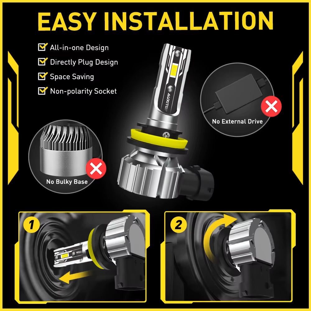 AUXITO 2Pcs Fog Lamp H8 H9 H11 H16JP 9005 HB3 9006 HB4 LED Fog Light Bulbs PTF CSP Headlight 12V Car Driving Lamp DRL for RAV4