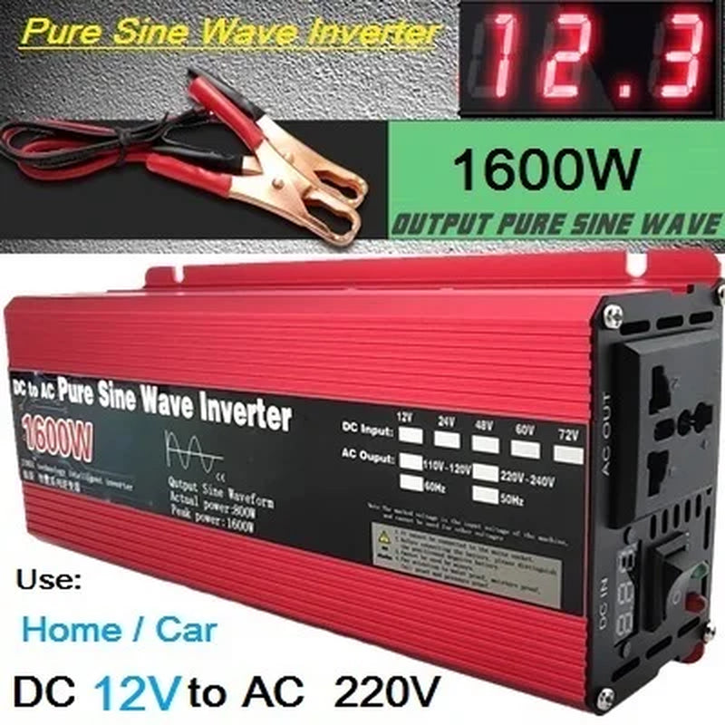 Pure Sine Wave Inverter DC 12V/24V to AC 110V/220V 1000W 1600W 2000W 3000W Portable Power Bank Converter Solar Inverter