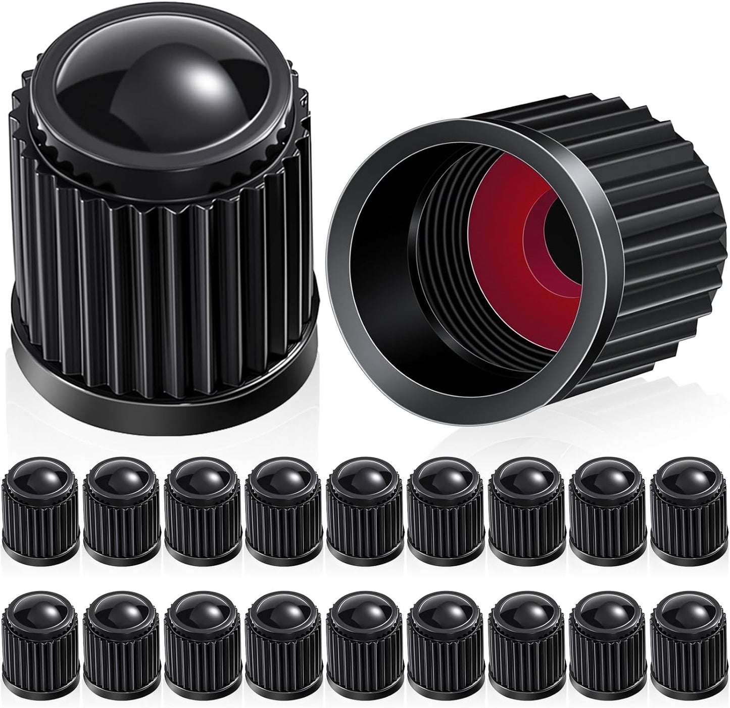 20 Pcs Tire Valve Stem Caps Car Tire Caps Plastic Universal Valve Stem Covers for Bike Bicycle Cars SUV Trucks Motorcycles (Black)