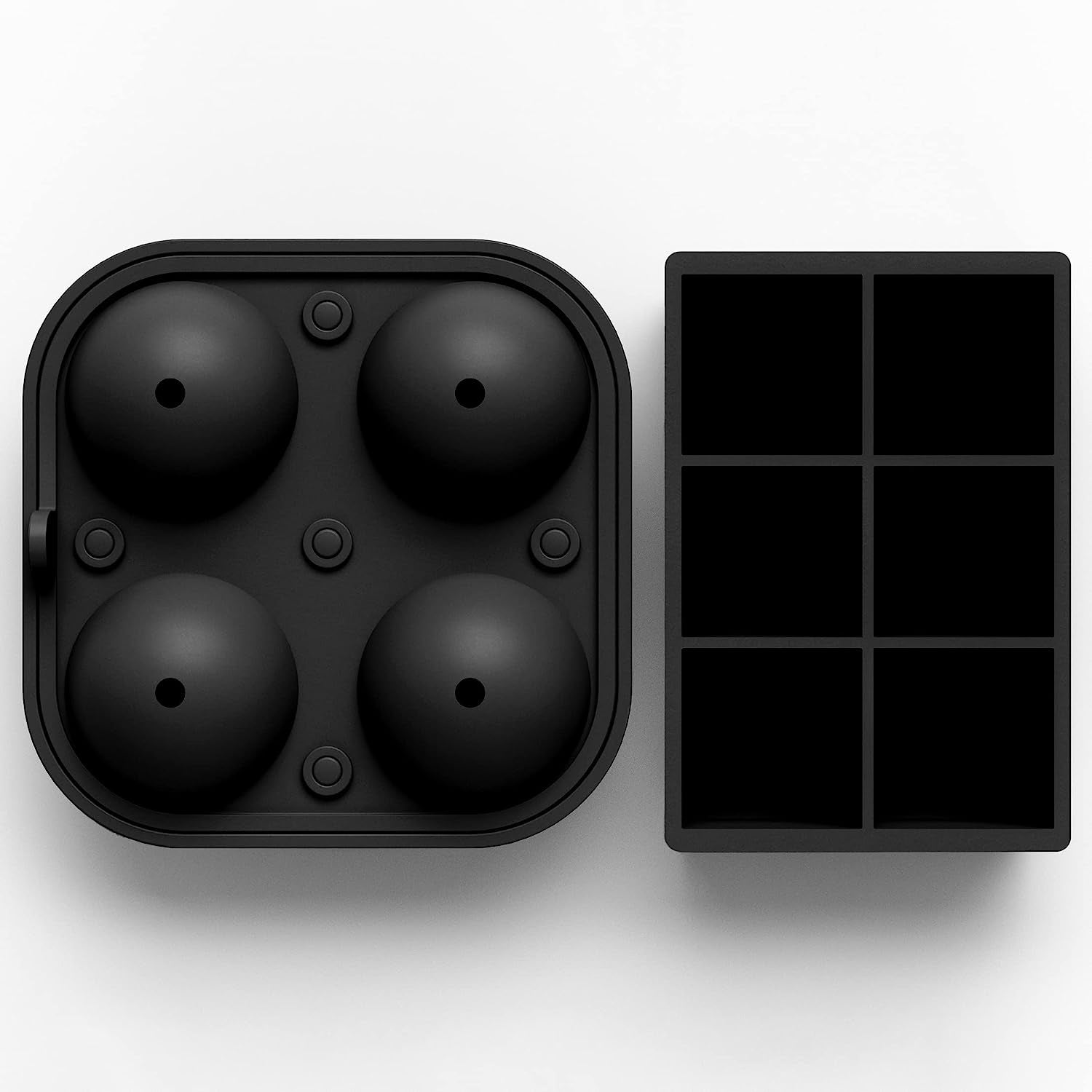 Ball Ice Cube Tray and Big Cube Molds for Whiskey, Slow Melting Set | 100% Silicone, No Plastic, Easy Release, Sphere & Square Combo, Ideal for Gifting & Elevating Cocktails at Home