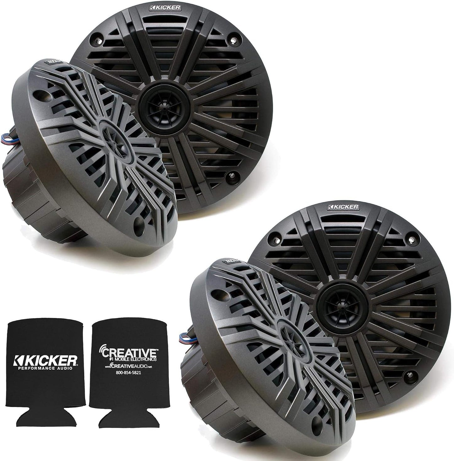 6.5" Marine Speakers (2 Pair) Charcoal Salt Water Grills OEM Replacement Speakers