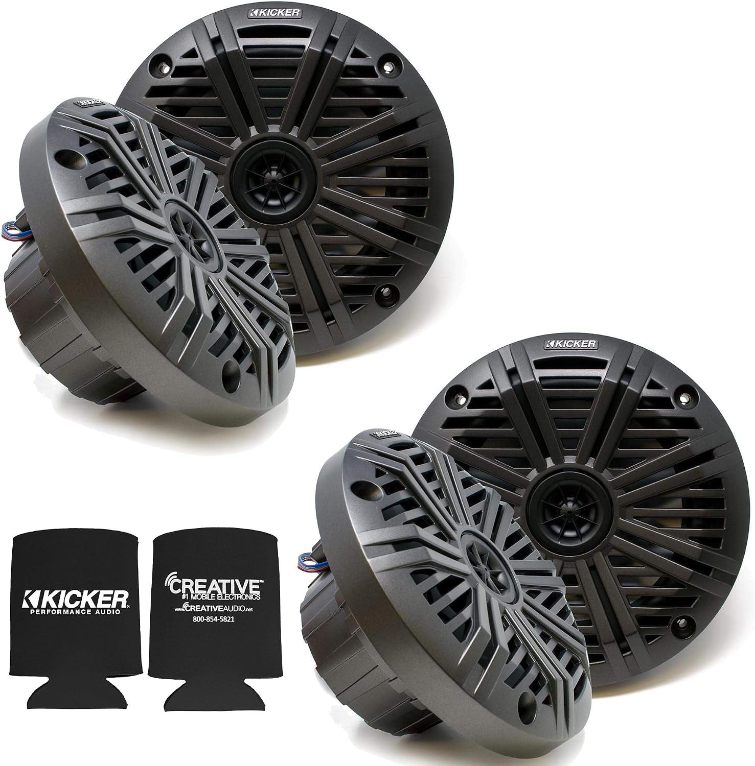 6.5" Marine Speakers (2 Pair) Charcoal Salt Water Grills OEM Replacement Speakers