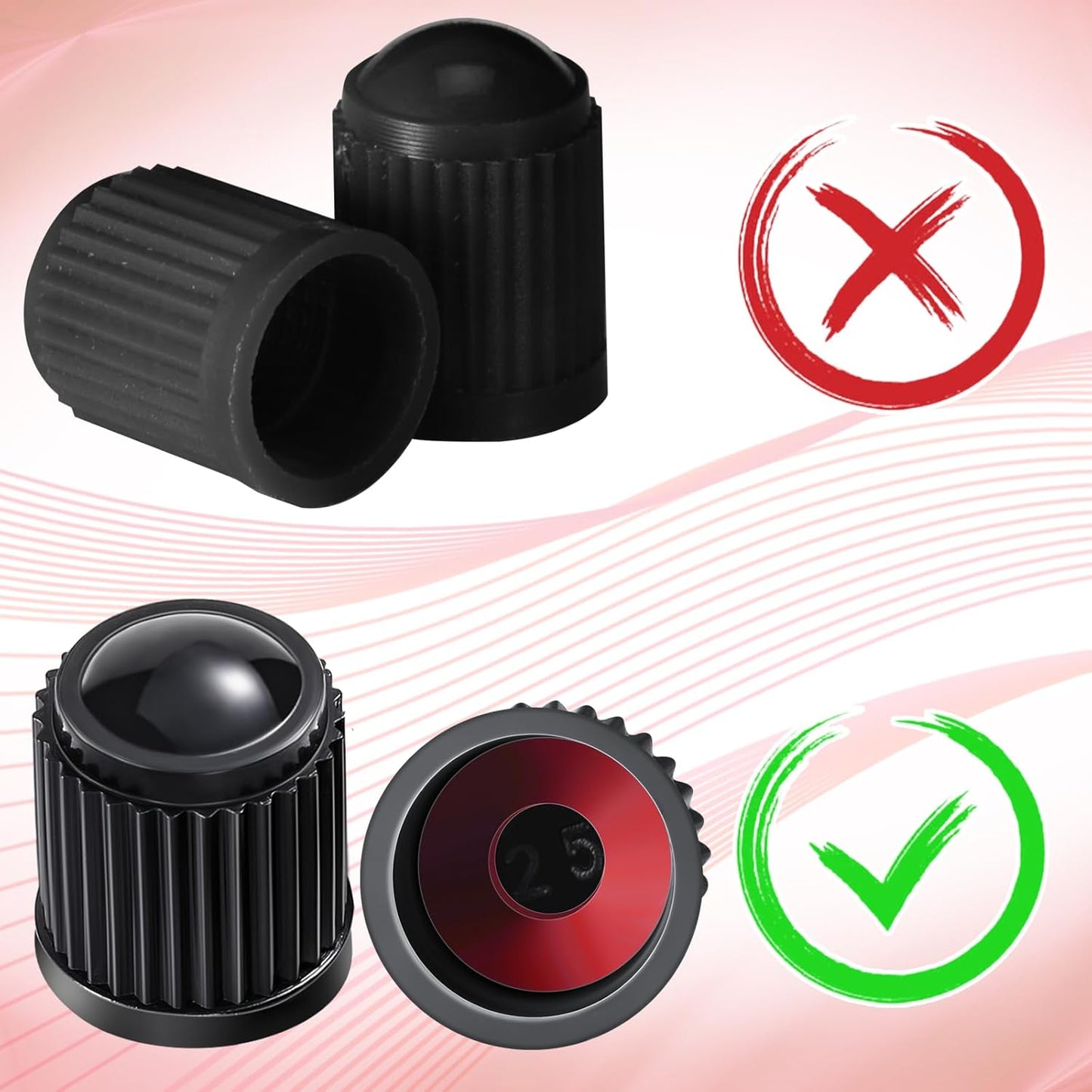 20 Pcs Tire Valve Stem Caps Car Tire Caps Plastic Universal Valve Stem Covers for Bike Bicycle Cars SUV Trucks Motorcycles (Black)
