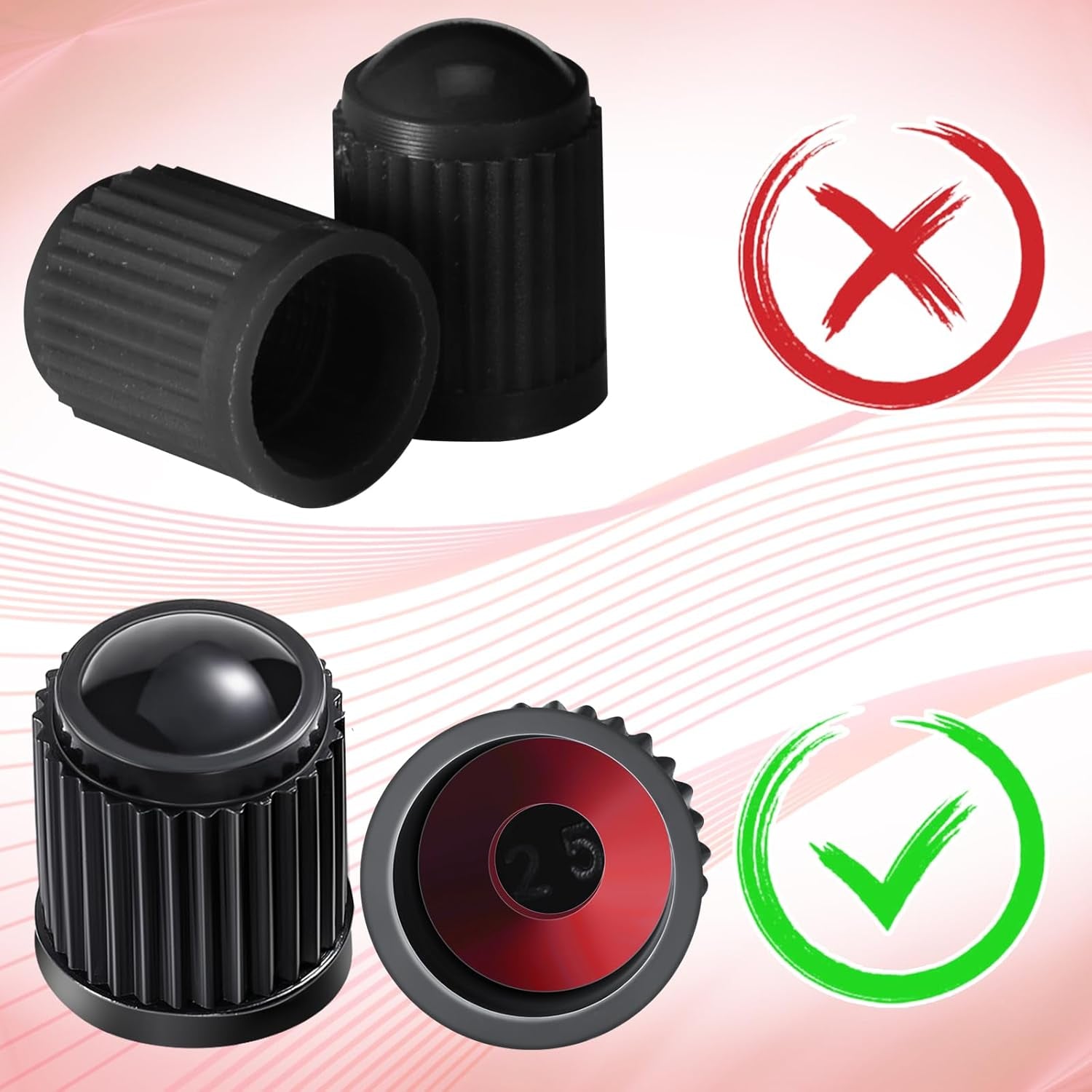 20 Pcs Tire Valve Stem Caps Car Tire Caps Plastic Universal Valve Stem Covers for Bike Bicycle Cars SUV Trucks Motorcycles (Black)