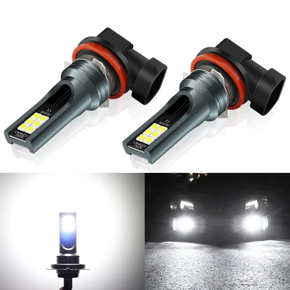 2PCS Car LED Headlight H8 Bulb Super Bright Car Driving Light Far and near Light Integrated Car Light Modified 12V 6000K White