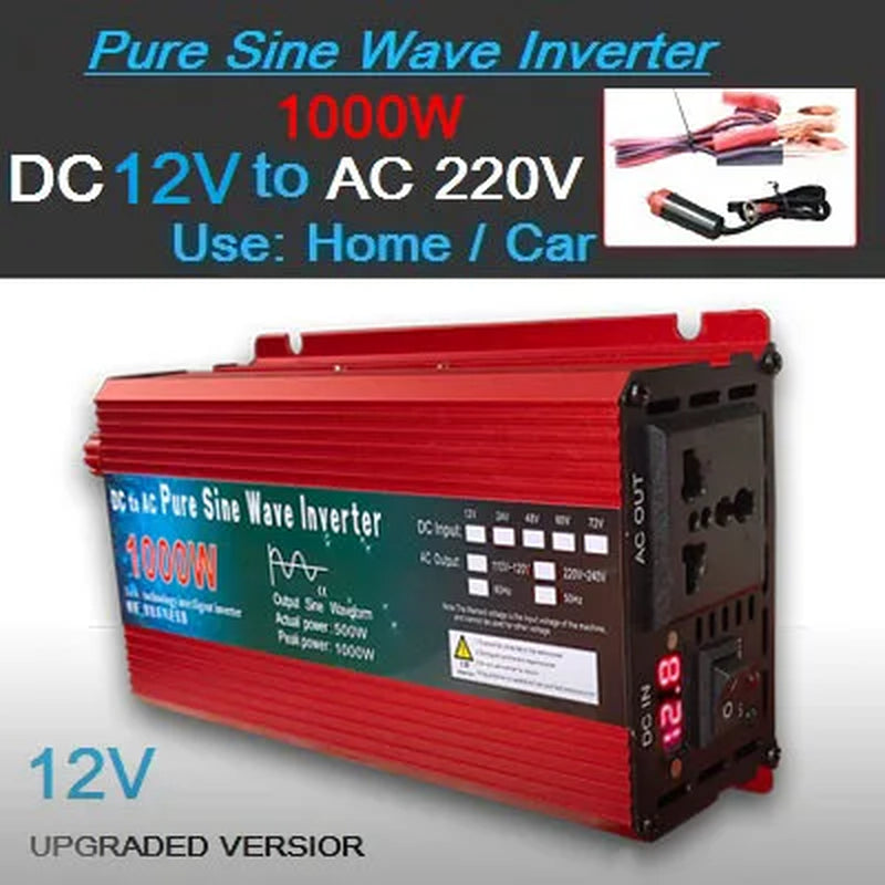 Pure Sine Wave Inverter DC 12V/24V to AC 110V/220V 1000W 1600W 2000W 3000W Portable Power Bank Converter Solar Inverter