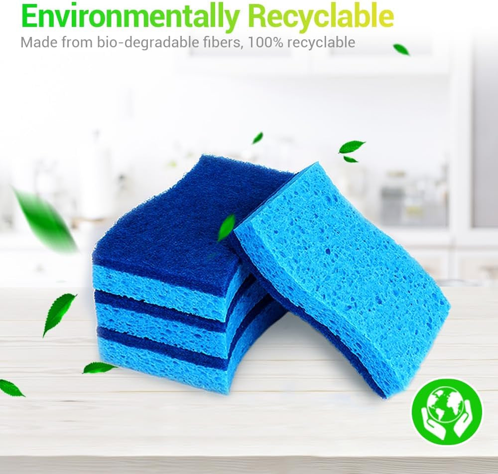Non Scratch Scrub Sponge-24Count, Sponges Kitchen, Sponges for Dishes | Cleaning Sponge, Cleans Fast without Scratching, Stands up to Stuck-On Grime, Cleaning Power for Kitchen, Household