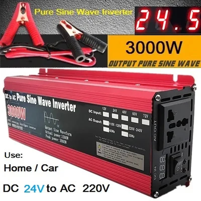 Pure Sine Wave Inverter DC 12V/24V to AC 110V/220V 1000W 1600W 2000W 3000W Portable Power Bank Converter Solar Inverter