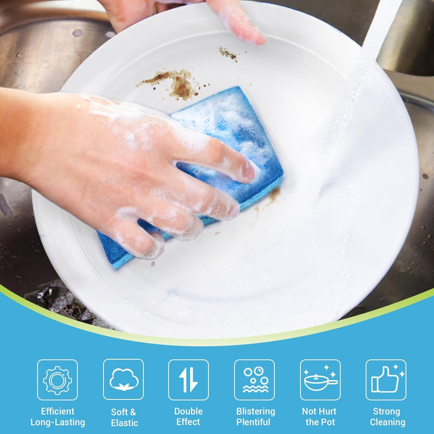 Non Scratch Scrub Sponge-24Count, Sponges Kitchen, Sponges for Dishes | Cleaning Sponge, Cleans Fast without Scratching, Stands up to Stuck-On Grime, Cleaning Power for Kitchen, Household