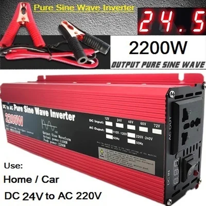 Pure Sine Wave Inverter DC 12V/24V to AC 110V/220V 1000W 1600W 2000W 3000W Portable Power Bank Converter Solar Inverter