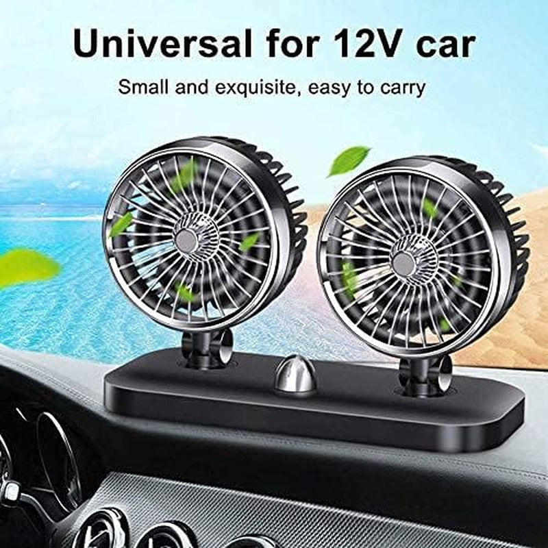Car Fan Electric Car Fan 2 Speed Dual Head Auto Fan Cooling Air Circulator Auto Air Conditioner Portable Seat Cooling Low Noise Portable Air Cooling (12V/24V)