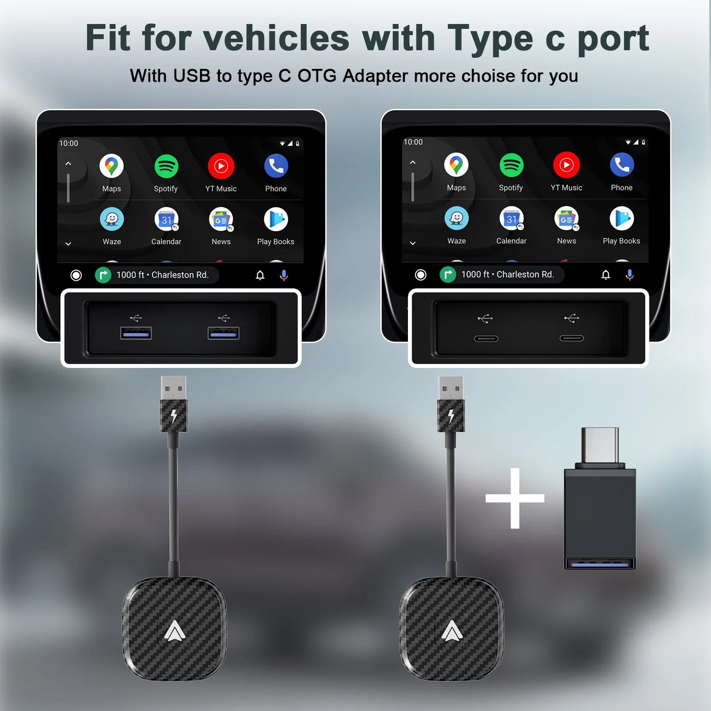 Wireless Android Auto Car Adapter, Wireless Carplay Dongle Convert Wired to Wireless for Android/Iphone Plug and Play