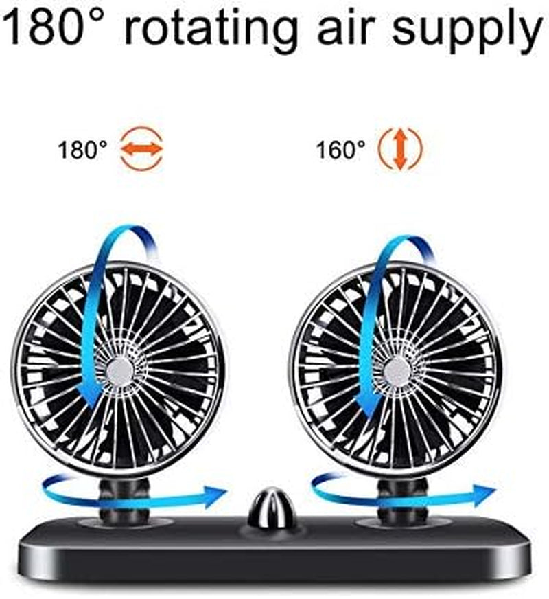 Car Fan Electric Car Fan 2 Speed Dual Head Auto Fan Cooling Air Circulator Auto Air Conditioner Portable Seat Cooling Low Noise Portable Air Cooling (12V/24V)