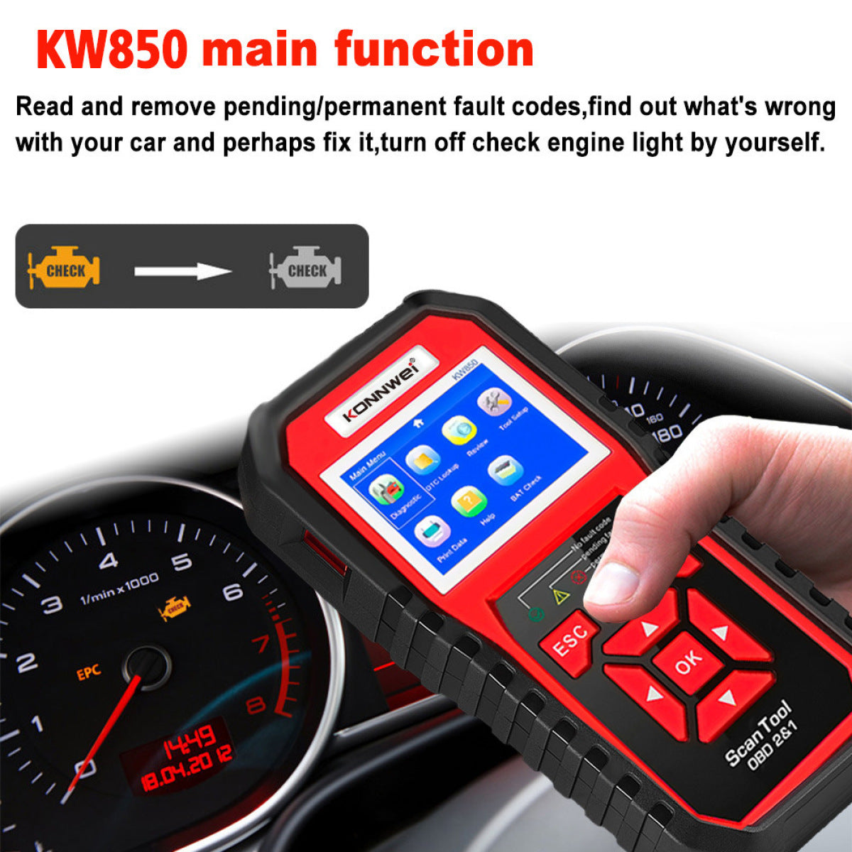OBD2 Bluetooth Car Diagnostic Scanner - cable