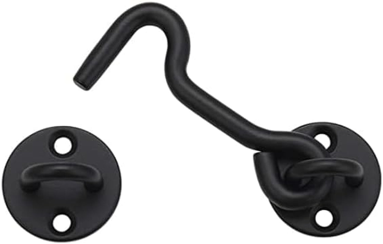 4” Privacy Hook and Eye Gate Door Latch Easy Lock for Sliding Barn Doors, Black