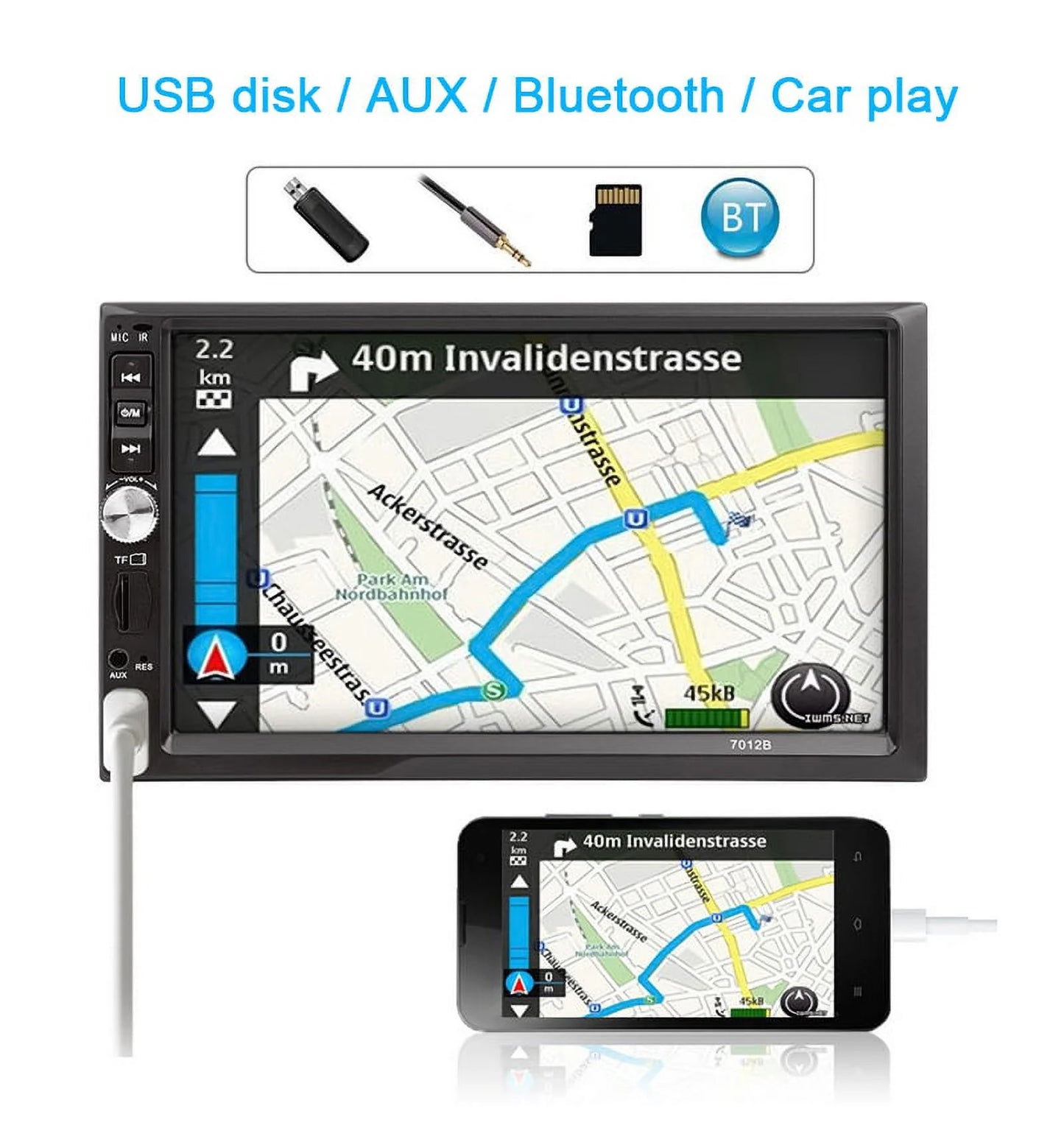 Double Din Car Stereo Car Audio Car Radio Player 7-Inch HD Touch Screen with Multimedia