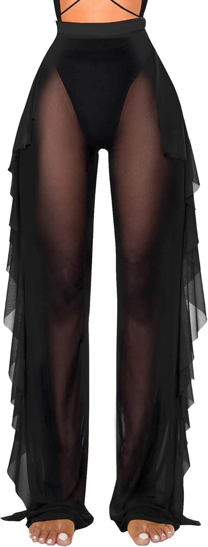 Womens Swimsuit Cover up Pants Sheer Mesh Bathing Suit Swimwear | Swim Cover up Pants, Mesh Sheer See Through, Pairs with Bikini & Swimsuits, Preferred Choice for Summer Beach Vacation