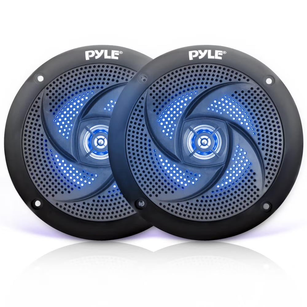 PLMRS43BL 4" Waterproof Low Profile Marine Speakers, Black (2 Pack)