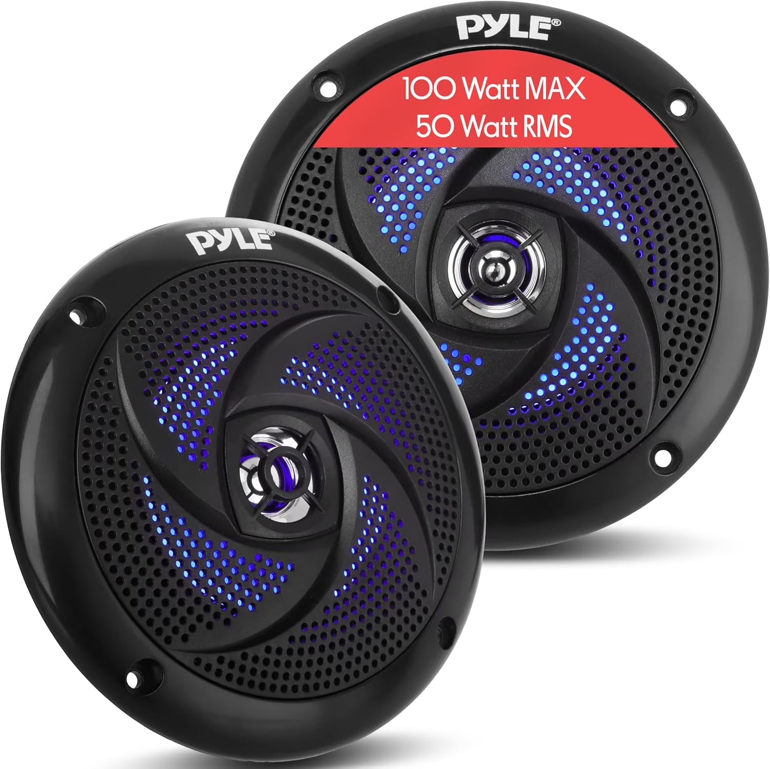 PLMRS43BL 4" Waterproof Low Profile Marine Speakers, Black (2 Pack)