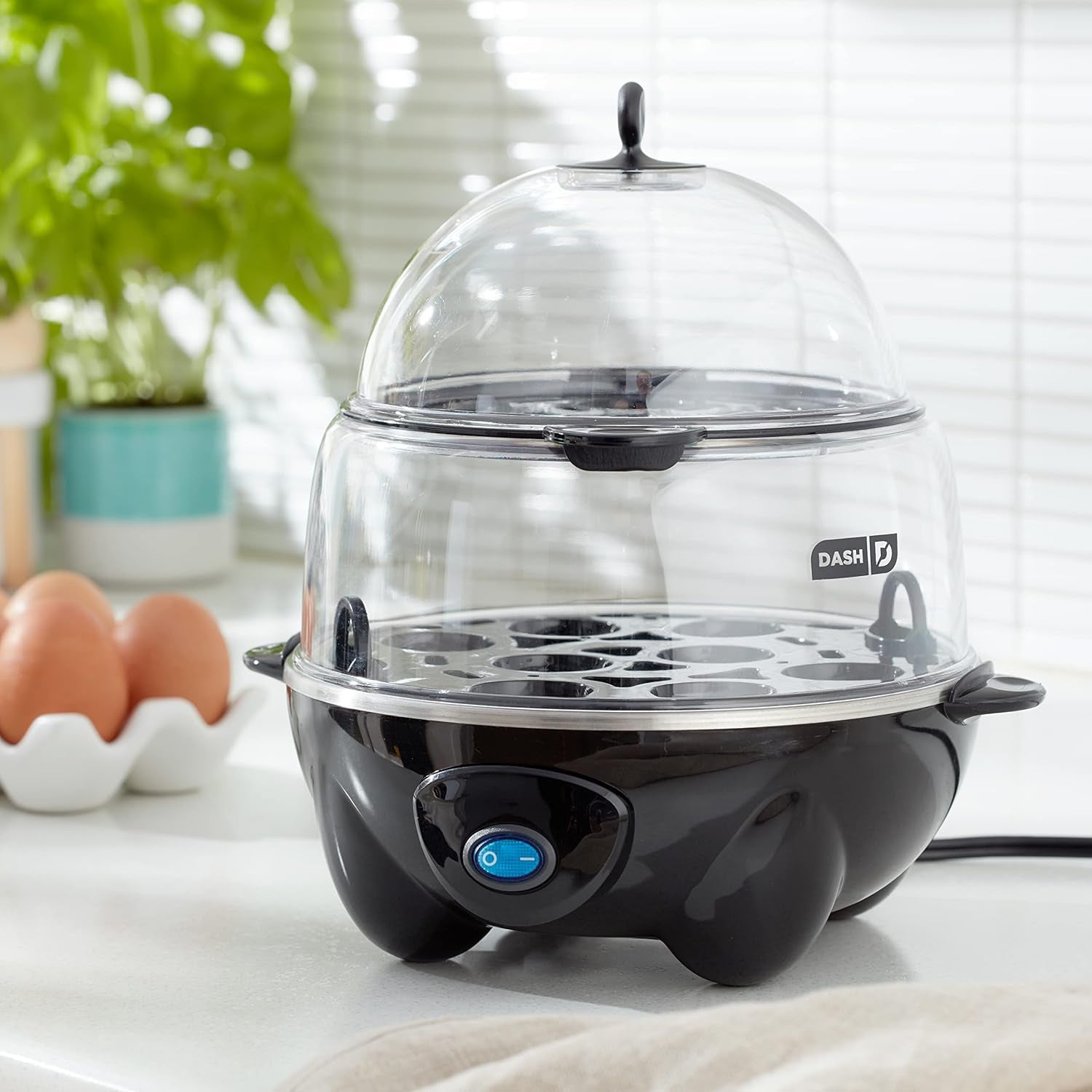 Deluxe Egg Cooker, 12 Hard Boiled Eggs, Black | Electric Double Decker Egg Poacher, Steamer & Omelette Maker Machine, Soft or Poached Eggs, Auto Shut-Off, Bpa-Free