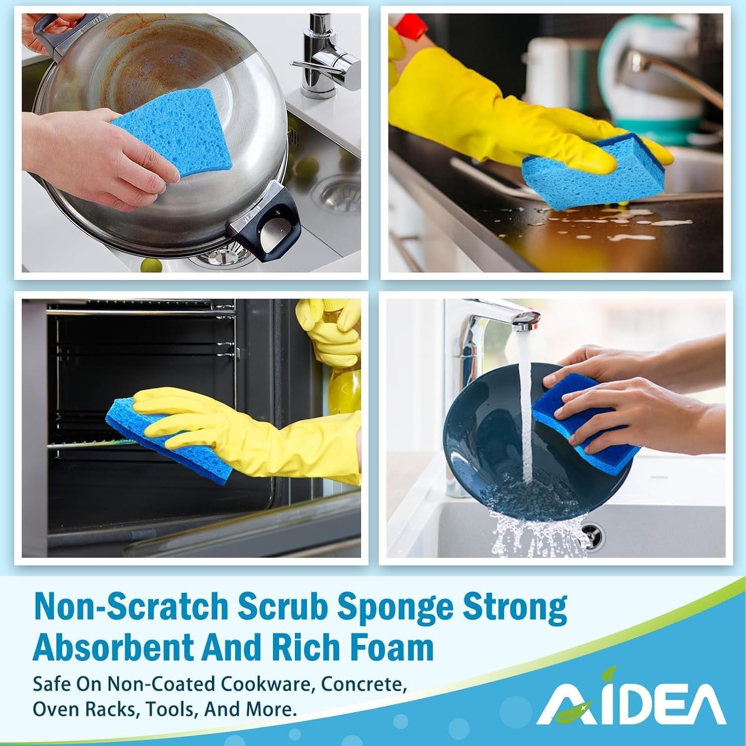 Non Scratch Scrub Sponge-24Count, Sponges Kitchen, Sponges for Dishes | Cleaning Sponge, Cleans Fast without Scratching, Stands up to Stuck-On Grime, Cleaning Power for Kitchen, Household