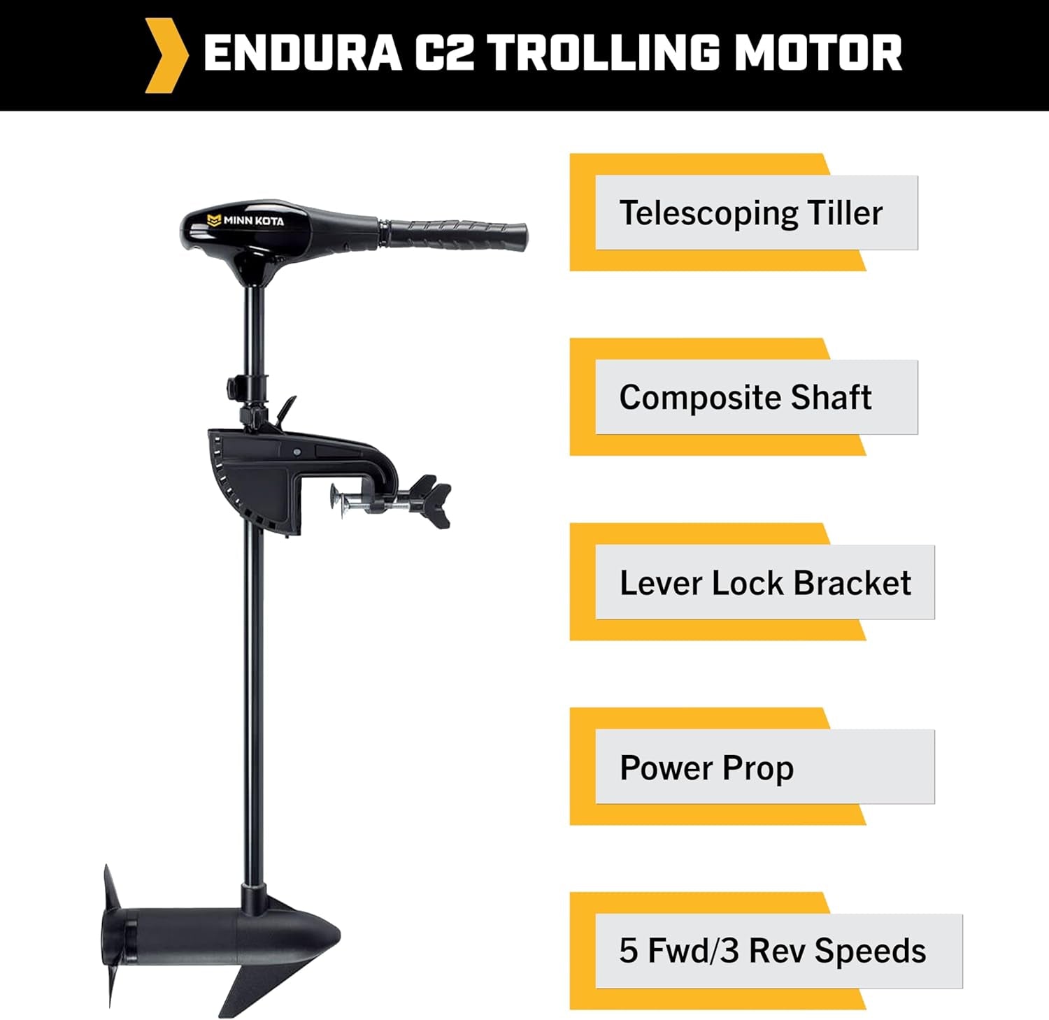 Endura C2 Transom-Mount Electric Trolling Motor – 30 Lb. Thrust, 30 In. Shaft, Freshwater
