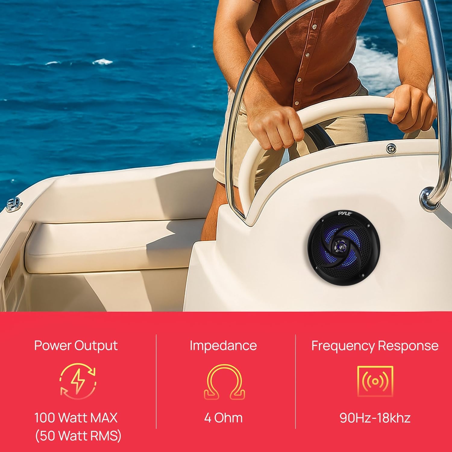 PLMRS43BL 4" Waterproof Low Profile Marine Speakers, Black (2 Pack)
