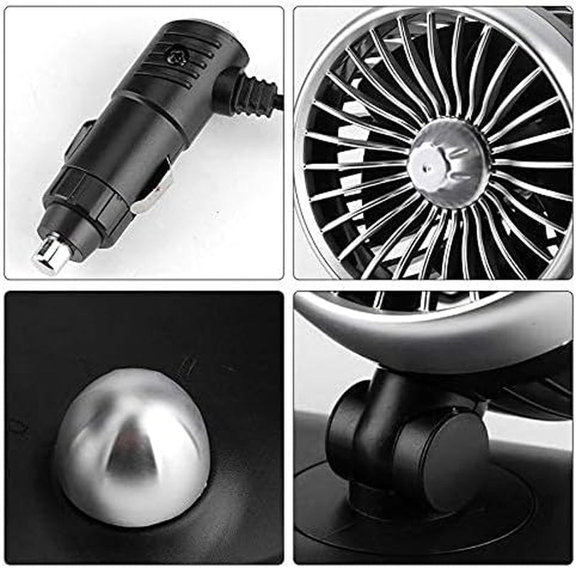 Car Fan Electric Car Fan 2 Speed Dual Head Auto Fan Cooling Air Circulator Auto Air Conditioner Portable Seat Cooling Low Noise Portable Air Cooling (12V/24V)