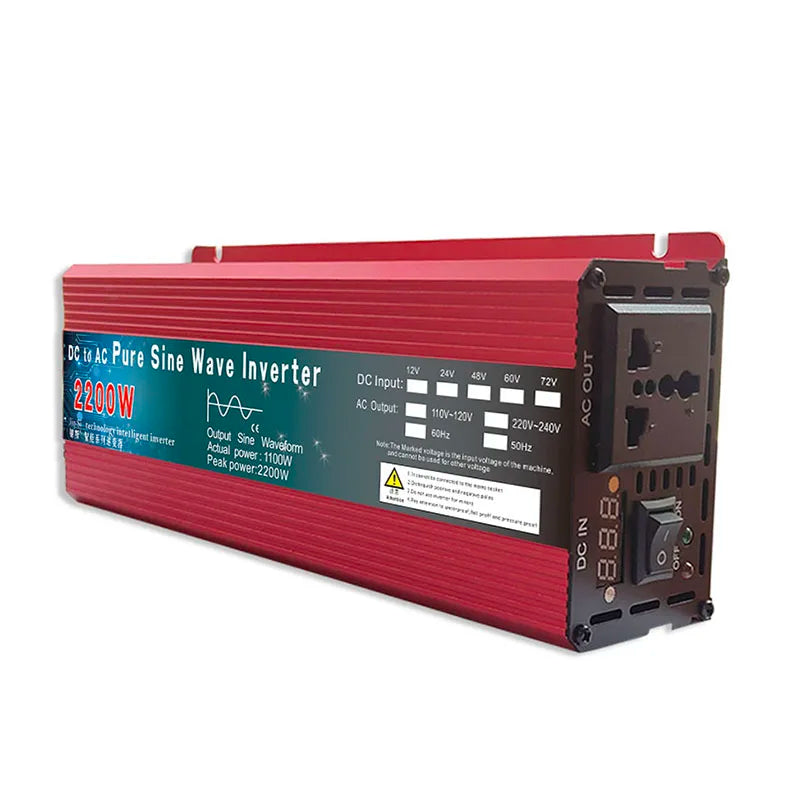 Pure Sine Wave Inverter DC 12V/24V to AC 110V/220V 1000W 1600W 2000W 3000W Portable Power Bank Converter Solar Inverter