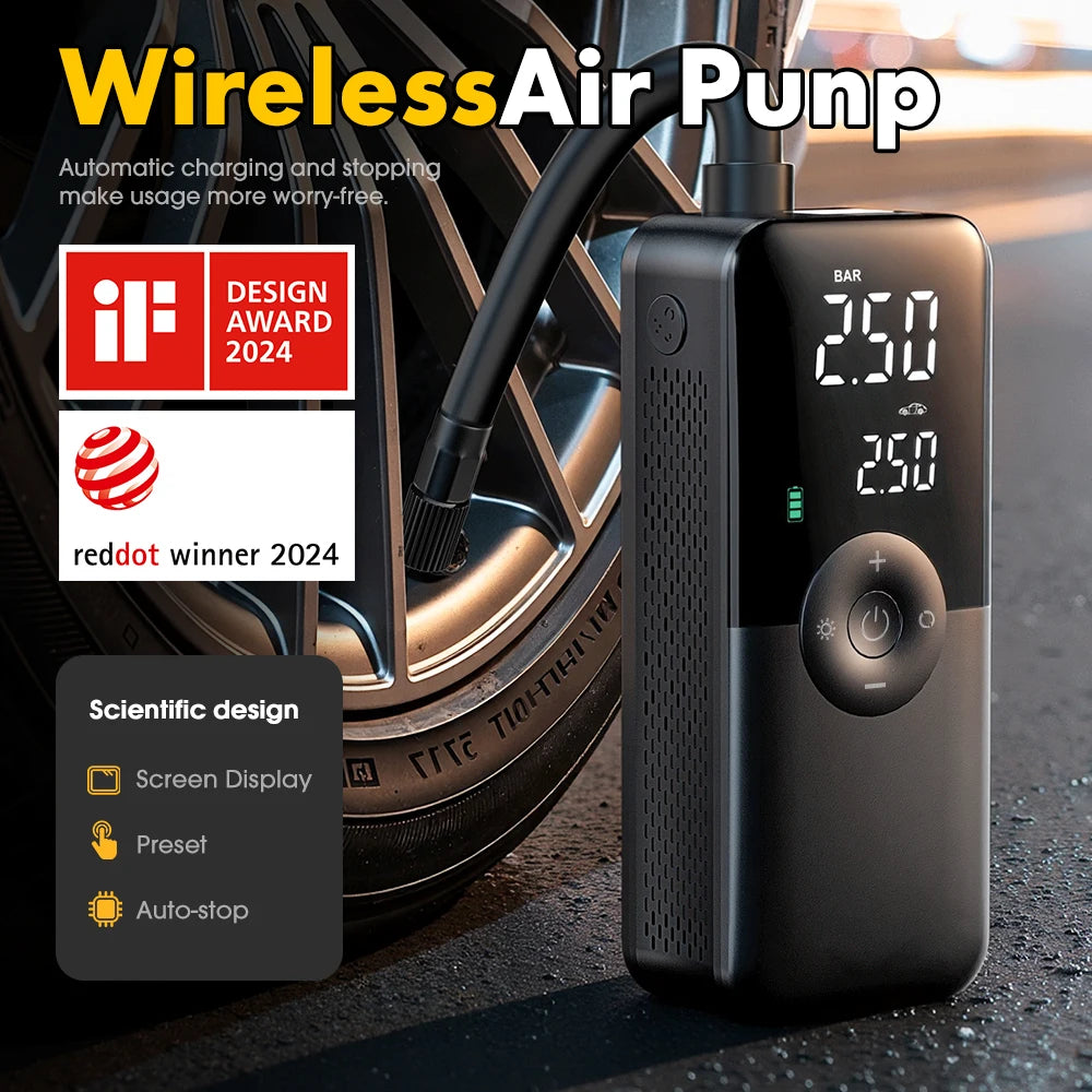 Portable Tire Inflator Rechargeable Electric Inflator for Car Bicycle Digital Air Compressor Football Ball Inflator Pump