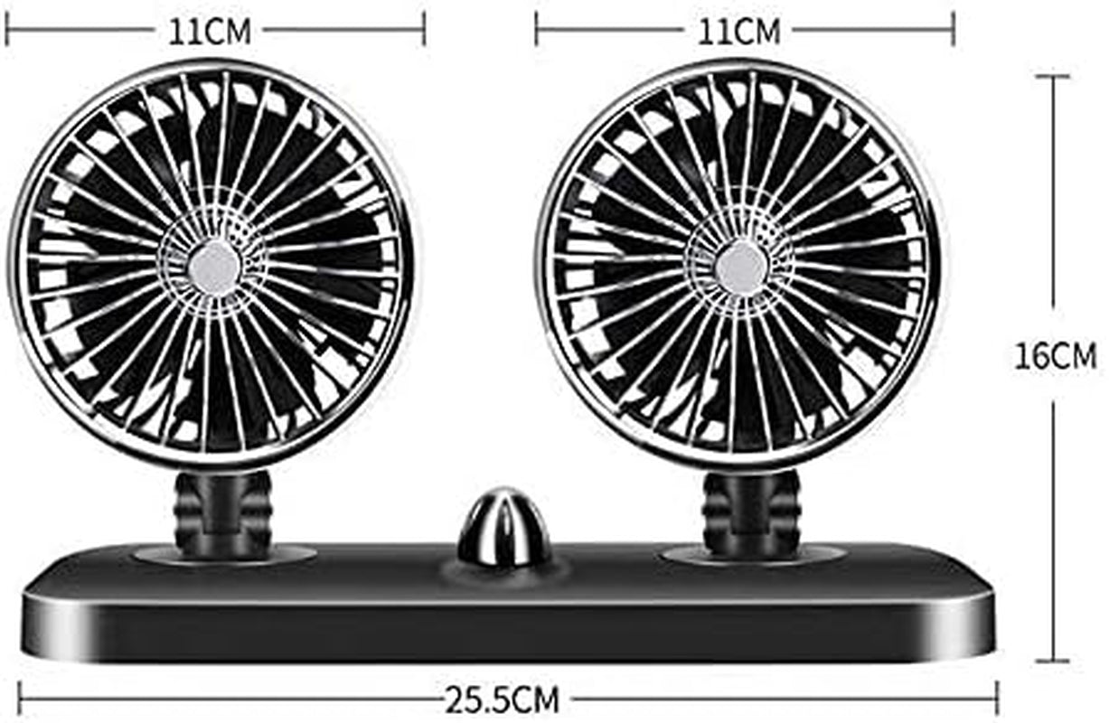 Car Fan Electric Car Fan 2 Speed Dual Head Auto Fan Cooling Air Circulator Auto Air Conditioner Portable Seat Cooling Low Noise Portable Air Cooling (12V/24V)