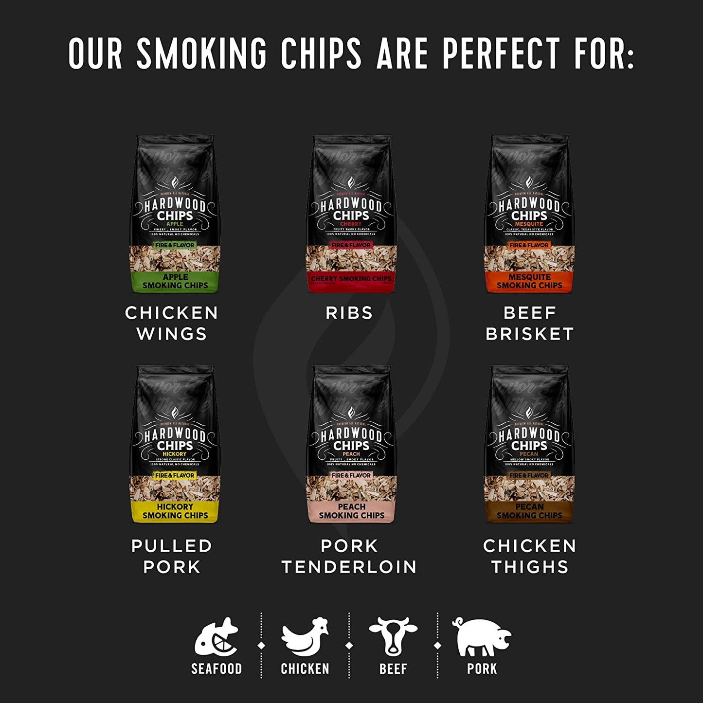 Premium 100% All Natural Hardwood Smoking Chips, Works with All Grills, Cherry