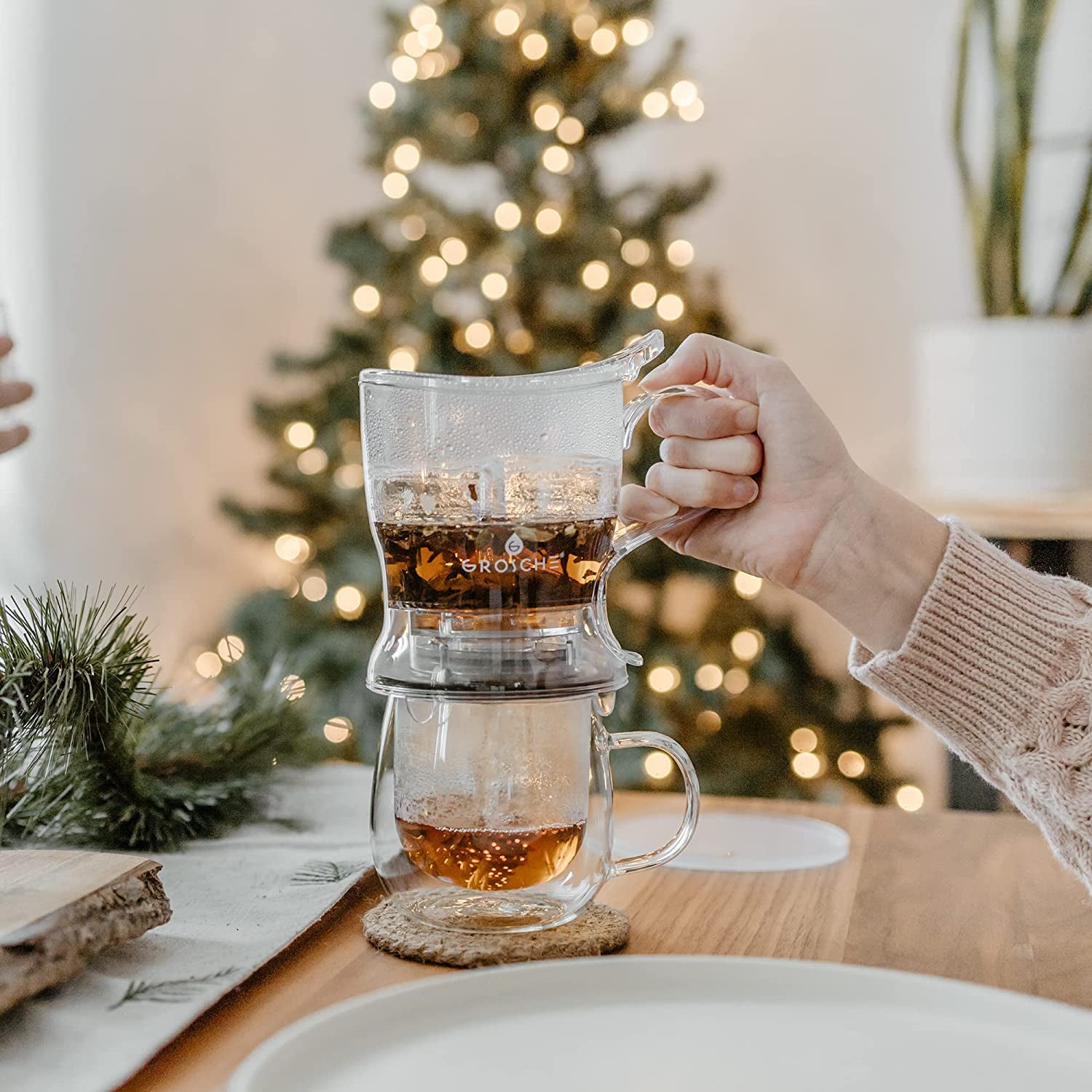 Aberdeen Smart Tea Maker Bpa-Free Tea Infuser Clear 17.7 Oz (525Ml) | Drip-Free Bottom Dispenser, Coaster, Easy Brewing, Simple Cleanup, Tritan Build, Loose-Leaf Steeping, Stylish Design
