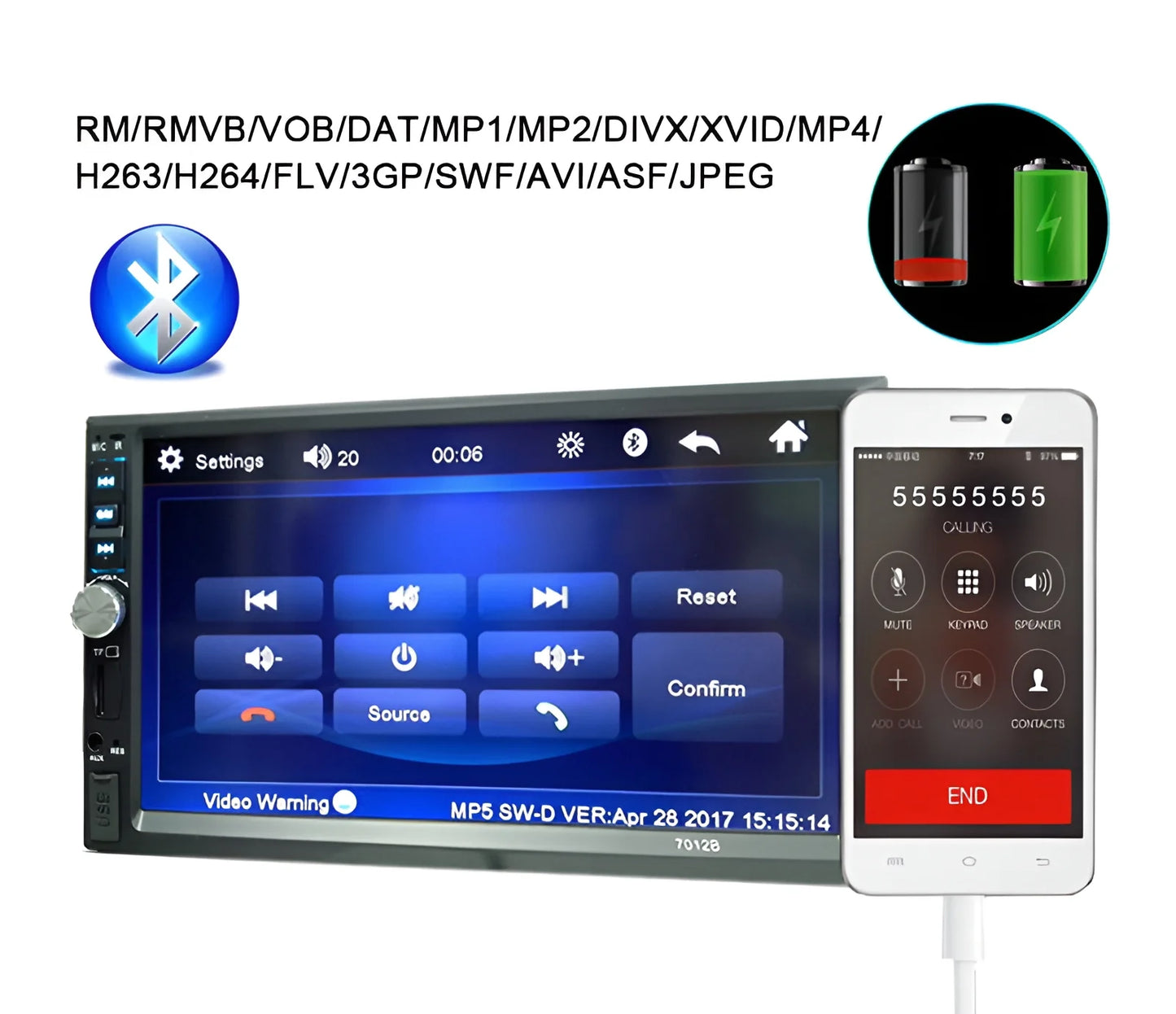 Double Din Car Stereo Car Audio Car Radio Player 7-Inch HD Touch Screen with Multimedia
