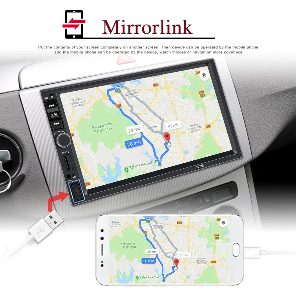 Double Din Car Stereo Car Audio Car Radio Player 7-Inch HD Touch Screen with Multimedia