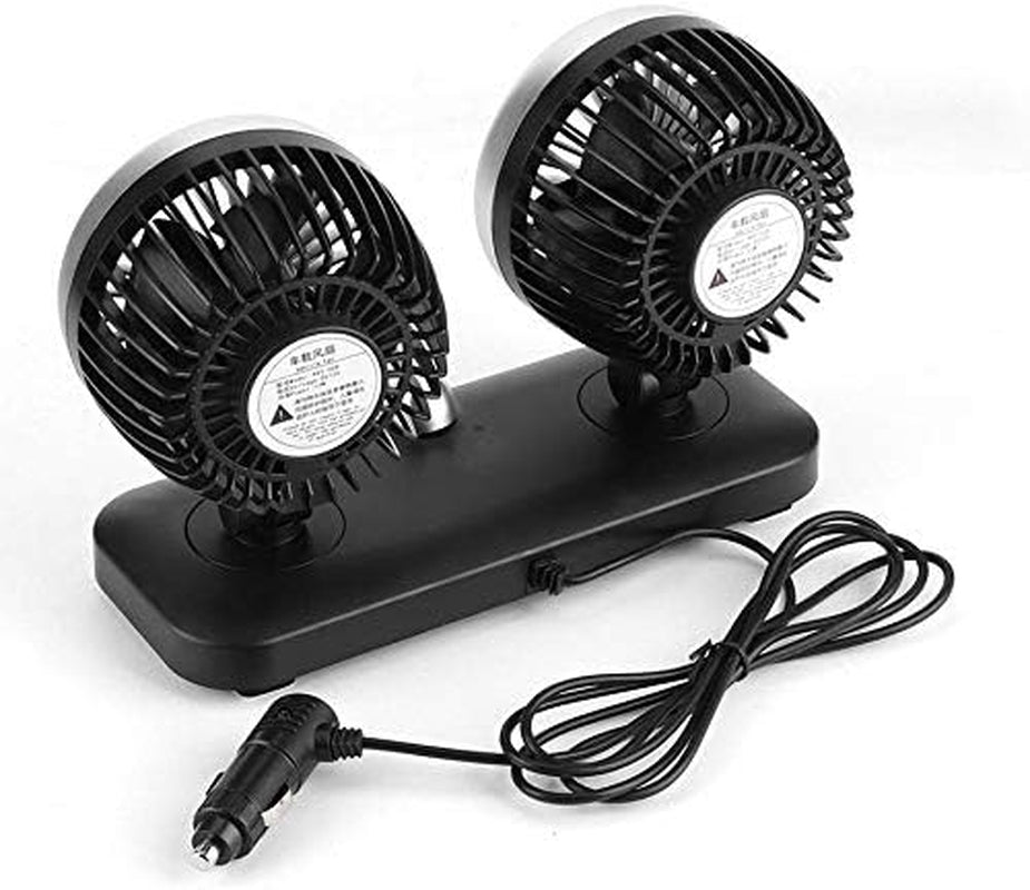 Car Fan Electric Car Fan 2 Speed Dual Head Auto Fan Cooling Air Circulator Auto Air Conditioner Portable Seat Cooling Low Noise Portable Air Cooling (12V/24V)