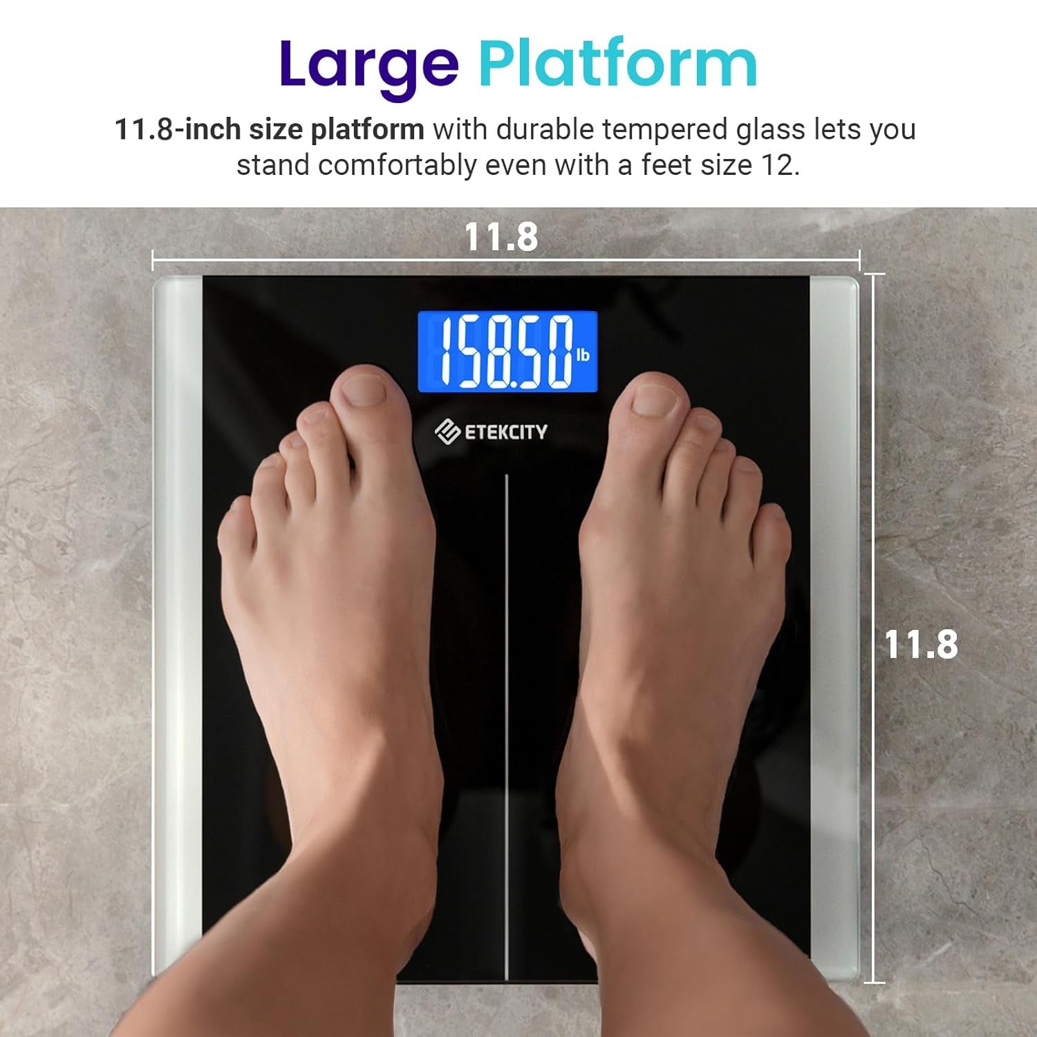 Bathroom Scale for Body Weight, Digital, Highly Accurate, 400 Lbs | Large 6Mm Tempered Glass Platform, Clear LCD Display, Batteries Included, Safe Electronic Weighing for Daily Home Use