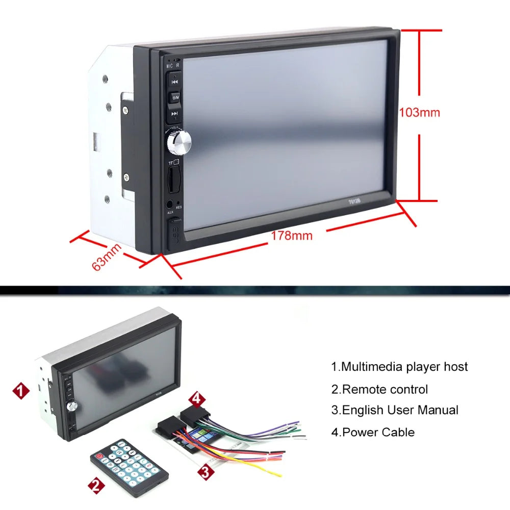 Double Din Car Stereo Car Audio Car Radio Player 7-Inch HD Touch Screen with Multimedia