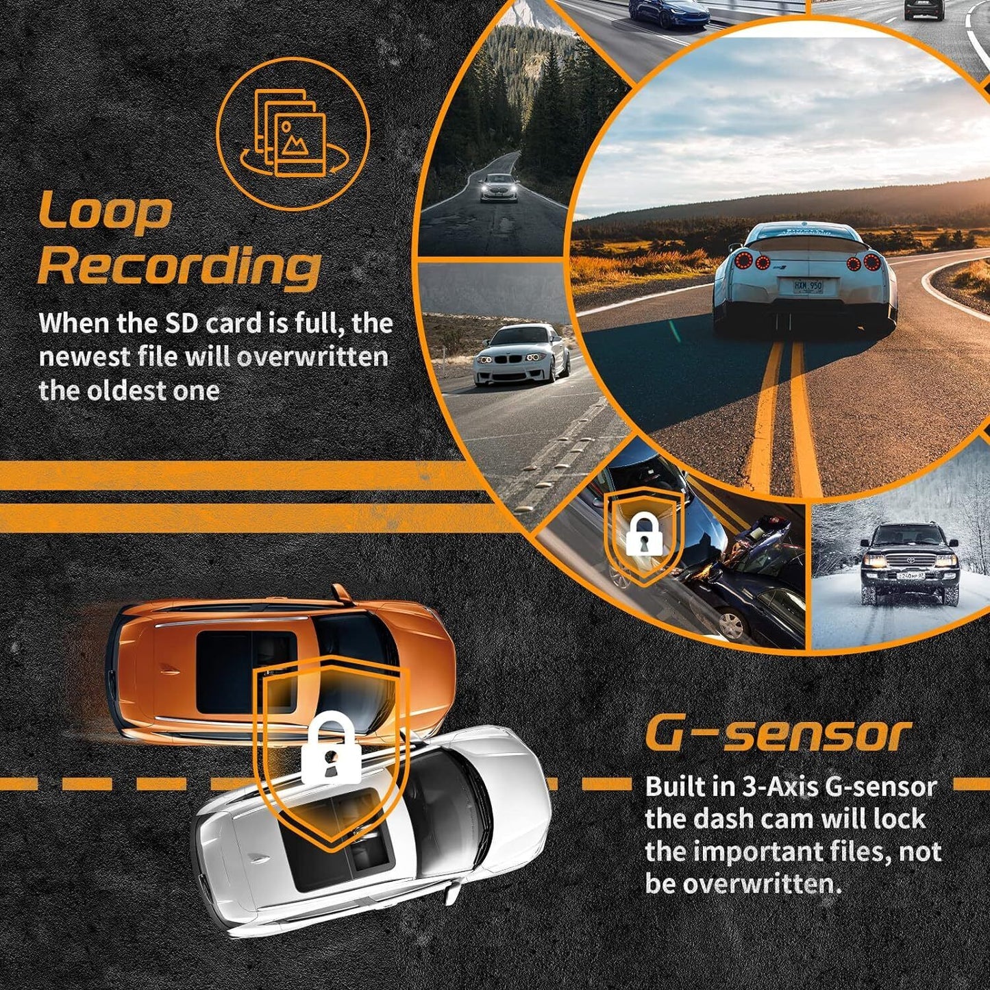 Pro Dash Cam Delantero Trasero 3 Canales Camara Coche Protege Robo Accidente