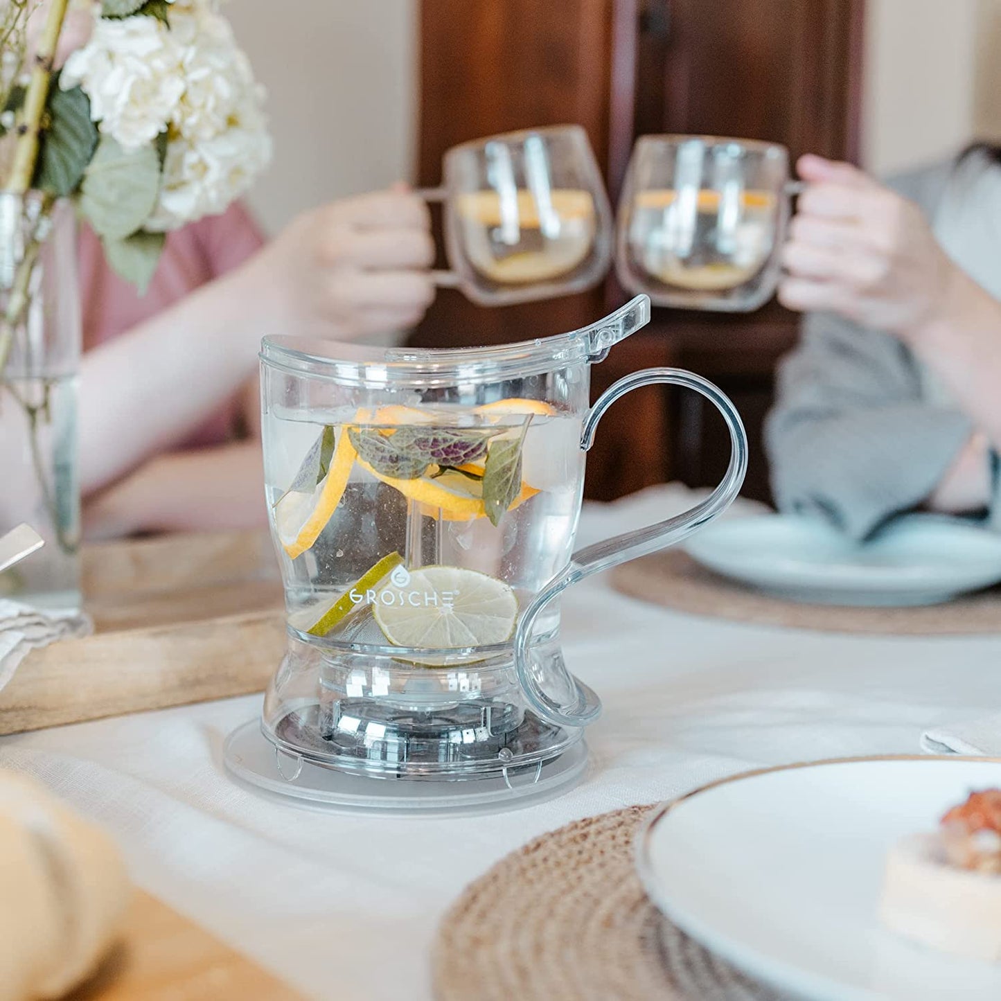 Aberdeen Smart Tea Maker Bpa-Free Tea Infuser Clear 17.7 Oz (525Ml) | Drip-Free Bottom Dispenser, Coaster, Easy Brewing, Simple Cleanup, Tritan Build, Loose-Leaf Steeping, Stylish Design