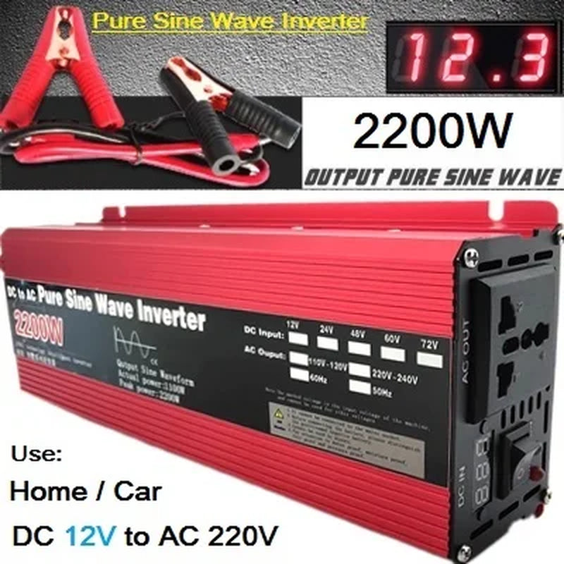 Pure Sine Wave Inverter DC 12V/24V to AC 110V/220V 1000W 1600W 2000W 3000W Portable Power Bank Converter Solar Inverter