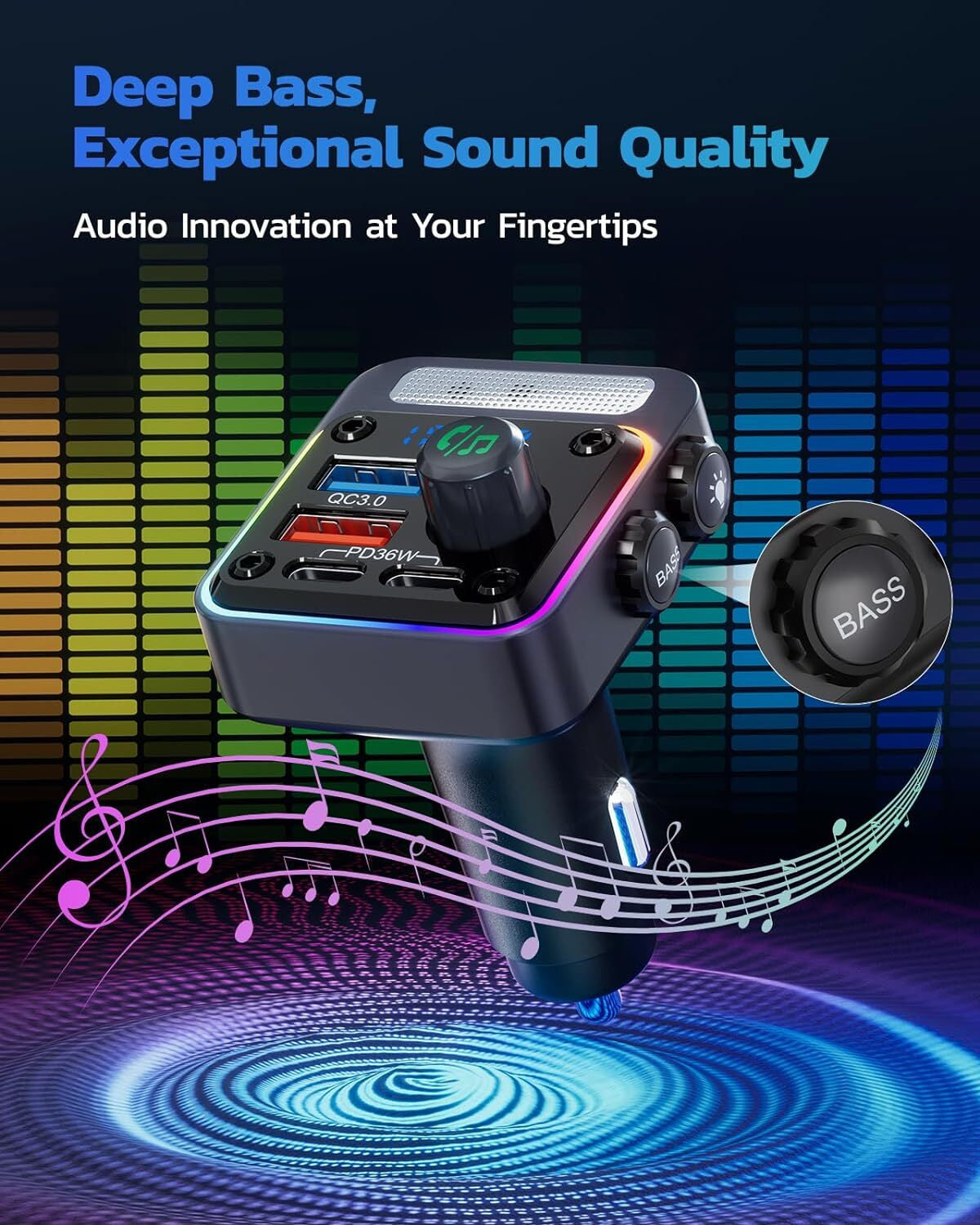 Cargador De Carro Para Celulares Con Blutu Bluetooth Musica Radio FM Llamadas